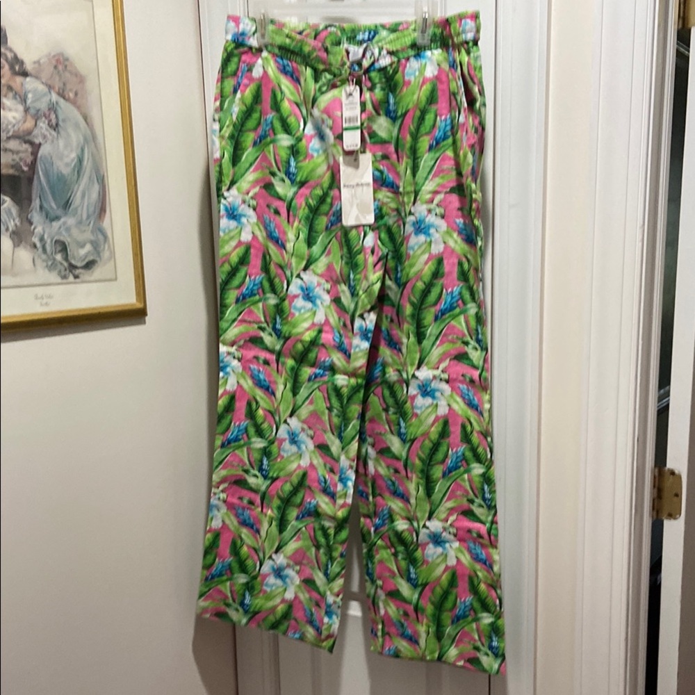 Tropical Leaf Print Pants